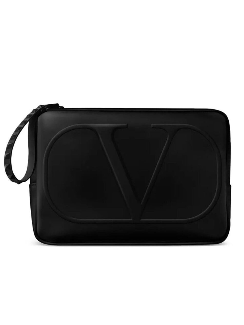 Valentino Dopp Case Pouch Makeup Bag Black Logo Authentic